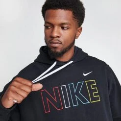 Men's Nike Sportswear Club Fleece Wordmark Pullover Hoodie Black/Multi - FQ6155 011 -Deals Adidas Store FQ6155 011 M5