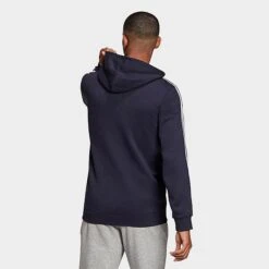 Men's Adidas Essentials Fleece 3-Stripes Full Zip Hoodie Ink - GK9053 408 9 Men's Adidas Essentials Fleece 3-Stripes Full Zip Hoodie Ink - GK9053 408 -Deals Adidas Store GK9053 408 M3