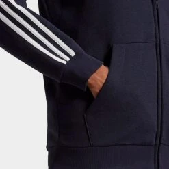 Men's Adidas Essentials Fleece 3-Stripes Full Zip Hoodie Ink - GK9053 408 10 Men's Adidas Essentials Fleece 3-Stripes Full Zip Hoodie Ink - GK9053 408 -Deals Adidas Store GK9053 408 M4