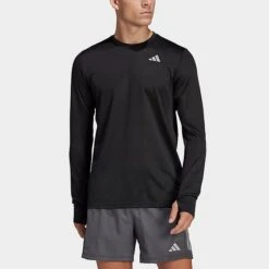 Men's Adidas Own The Run Long Sleeve T-Shirt Black - HM8436 001 -Deals Adidas Store HM8436 001 M4