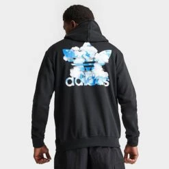 Men's Adidas Originals Cloudy Trefoil Graphic Hoodie Black - II8168 001
