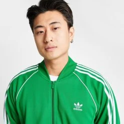Men's Adidas Originals Superstar Track Top Green/White - IK3514 360 -Deals Adidas Store IK3514 360 M5