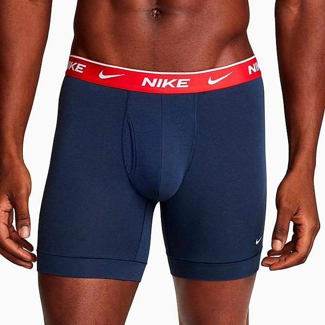 Men's Nike Stretch Cotton Boxer Briefs (3-Pack) Obsidian/Cool Grey/Red - KE1167 410 4 Men's Nike Stretch Cotton Boxer Briefs (3-Pack) Obsidian/Cool Grey/Red - KE1167 410 - Image 2