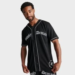 Men's Supply & Demand Lawrence Baseball Jersey Black/White - SUM16443 090