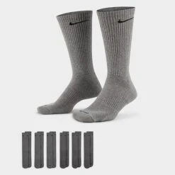 Nike Everyday Plus Cushioned Crew Training Socks (6-Pack) Carbon Heather Grey - SX6897 065