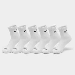 Nike Everyday Plus Cushioned 6-Pack Quarter Training Socks White/Black - SX6899 100